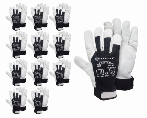 Rękawice Ochronne Tekson Practical 1252 Skóra Kozia Z Rzepem - 12 Par (11 - XXL) Rękawice Ochronne Tekson Practical 1252 Skóra Kozia Z Rzepem - 12 Par (11 - XXL)