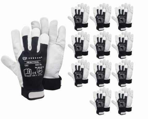 Rękawice Ochronne Tekson Practical 1252 Skóra Kozia Z Rzepem - 12 Par (11 - XXL) Rękawice Ochronne Tekson Practical 1252 Skóra Kozia Z Rzepem - 12 Par (11 - XXL)