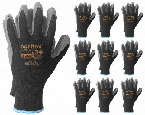 Rękawice robocze / Czarne / OX-LATEKS_BS - 10 Par (8 - M) Rękawice robocze / Czarne / OX-LATEKS_BS - 10 Par (8 - M)
