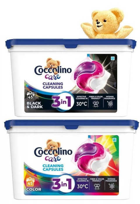 Zestaw 2x 45 Prań Coccolino Care Color Kapsułki 3w1 Do Kolorowych i Czarnych Tkanin Zestaw 2x 45 Prań Coccolino Care Color Kapsułki 3w1 Do Kolorowych i Czarnych Tkanin