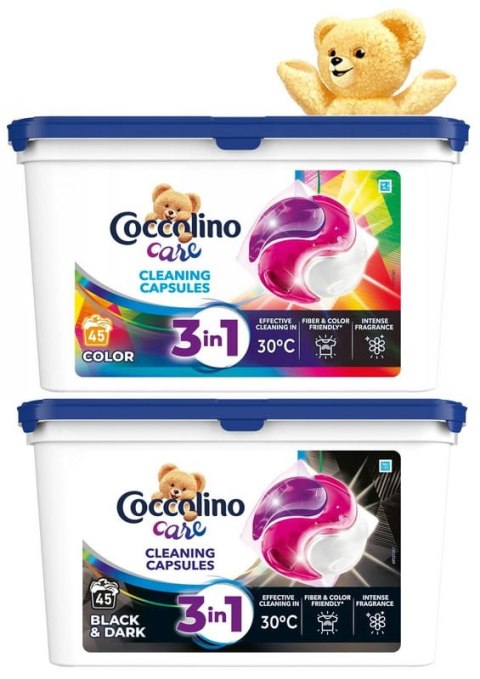 Zestaw 2x 45 Prań Coccolino Care Color Kapsułki 3w1 Do Kolorowych i Czarnych Tkanin Zestaw 2x 45 Prań Coccolino Care Color Kapsułki 3w1 Do Kolorowych i Czarnych Tkanin