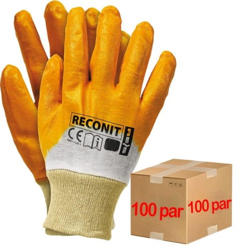 Rękawice robocze / Pomarańczowe / RECONIT - 100 Par (9 - L) Rękawice robocze / Pomarańczowe / RECONIT - 100 Par (9 - L)