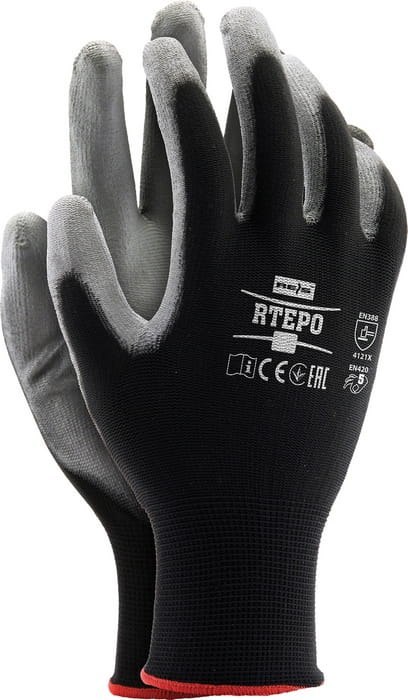 Rękawice robocze / czarno-szare / RTEPO_BS - 12 szt. (8 - M) Rękawice robocze / czarno-szare / RTEPO_BS - 12 szt. (8 - M)