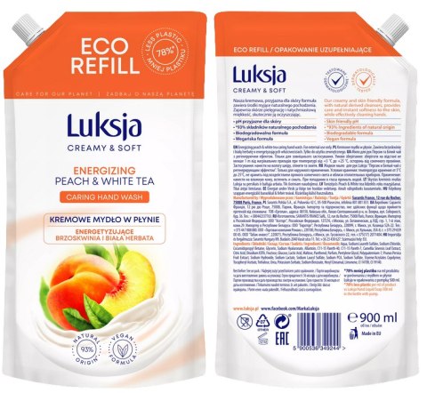 LUKSJA Kremowe Mydło W Płynie Brzoskwinia i Biała Herbata 900 ml LUKSJA Kremowe Mydło W Płynie Brzoskwinia i Biała Herbata 900 ml