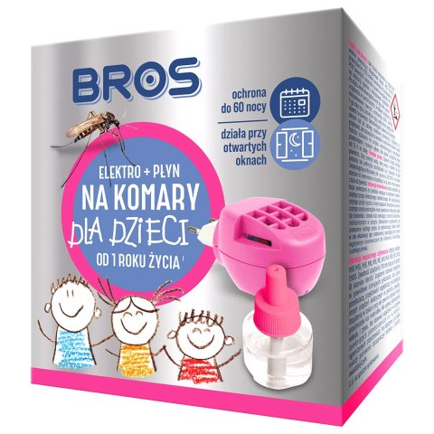 Zestaw BROS - elektro + 2x płyn na komary dla dzieci od 1 roku życia - 60 nocy Zestaw BROS - elektro + 2x płyn na komary dla dzieci od 1 roku życia - 60 nocy