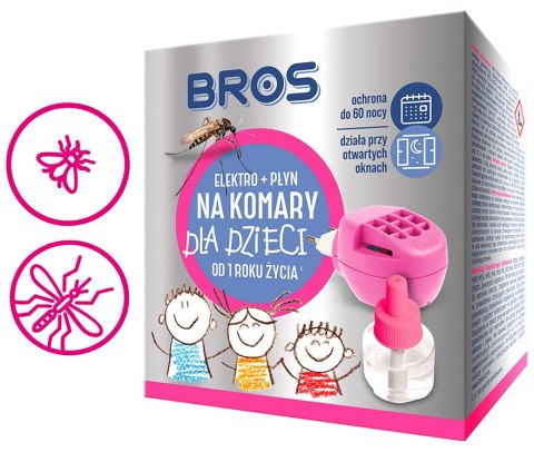 Zestaw BROS - elektro + 2x płyn na komary dla dzieci od 1 roku życia - 60 nocy Zestaw BROS - elektro + 2x płyn na komary dla dzieci od 1 roku życia - 60 nocy