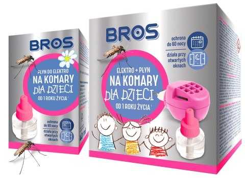 Zestaw BROS - elektro + 2x płyn na komary dla dzieci od 1 roku życia - 60 nocy Zestaw BROS - elektro + 2x płyn na komary dla dzieci od 1 roku życia - 60 nocy
