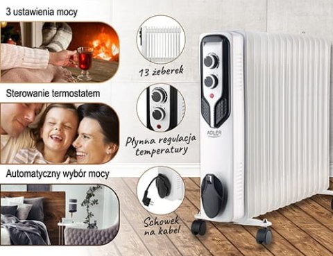 Grzejnik Olejowy (15 żeberek) 2500W ADLER AD 7819 Grzejnik Olejowy (15 żeberek) 2500W ADLER AD 7819