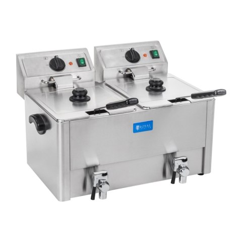 Frytownica elektryczna podwójna z kranami spustowymi termostat EGO 2x8L Frytownica elektryczna podwójna z kranami spustowymi termostat EGO 2x8L