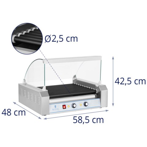 Grill rolkowy z szybą Roller grill z rolkami z teflonu 11T Grill rolkowy z szybą Roller grill z rolkami z teflonu 11T
