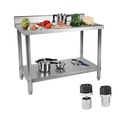 Stół do kuchni blat roboczy ze stali nierdzewnej z rantem i dolną półką 100x60cm Stół do kuchni blat roboczy ze stali nierdzewnej z rantem i dolną półką 100x60cm