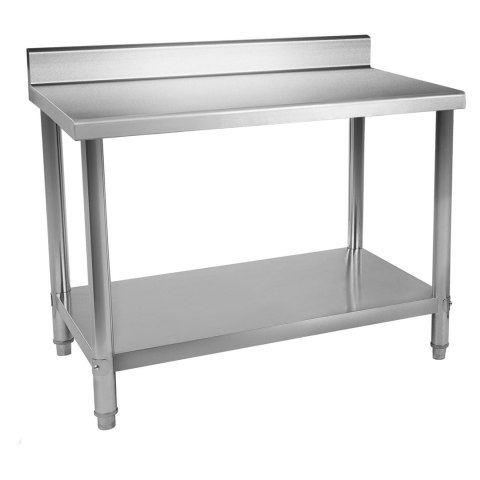 Stół do kuchni blat roboczy ze stali nierdzewnej z rantem i dolną półką 100x70cm Stół do kuchni blat roboczy ze stali nierdzewnej z rantem i dolną półką 100x70cm