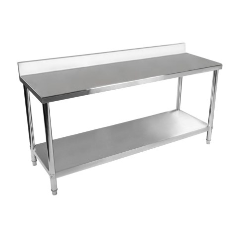 Stół do kuchni blat roboczy ze stali nierdzewnej z rantem i dolną półką 200x60cm Stół do kuchni blat roboczy ze stali nierdzewnej z rantem i dolną półką 200x60cm