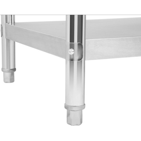 Stół do kuchni blat roboczy ze stali nierdzewnej z rantem i dolną półką 200x60cm Stół do kuchni blat roboczy ze stali nierdzewnej z rantem i dolną półką 200x60cm