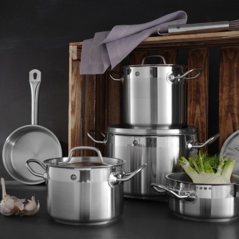 Garnek wysoki Profi Line z pokrywką dno Sandwich 37 l śr. 360 x 360 h - Hendi 832707 Garnek wysoki Profi Line z pokrywką dno Sandwich 37 l śr. 360 x 360 h - Hendi 832707