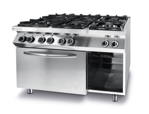 Kuchnia gazowa 6 palników z piekarnikiem elektrycznym GN1/1 Kitchen Line - Hendi 225899 Kuchnia gazowa 6 palników z piekarnikiem elektrycznym GN1/1 Kitchen Line - Hendi 225899