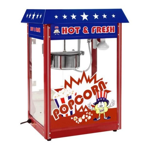 Maszyna do popcornu z niebieskim daszkiem TEFLON 1600W Maszyna do popcornu z niebieskim daszkiem TEFLON 1600W