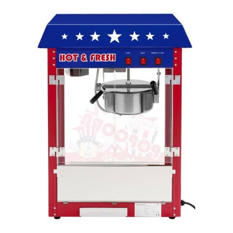 Maszyna do popcornu z niebieskim daszkiem TEFLON 1600W Maszyna do popcornu z niebieskim daszkiem TEFLON 1600W