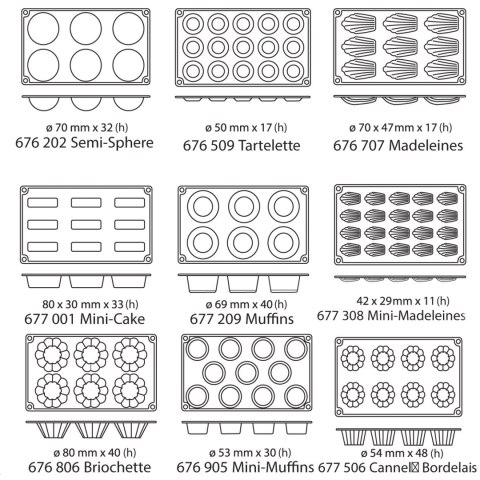 Foremki silikonowe nieprzywierające do pieczenia do 260C TORTALETTE 176x300mm GN1/3 - Hendi 676509 Foremki silikonowe nieprzywierające do pieczenia do 260C TORTALETTE 176x300mm GN1/3 - Hendi 676509