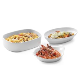 Półmisek do zapiekania okrągły z uchwytami 185x152mm kremowy porcelana - Hendi 785904