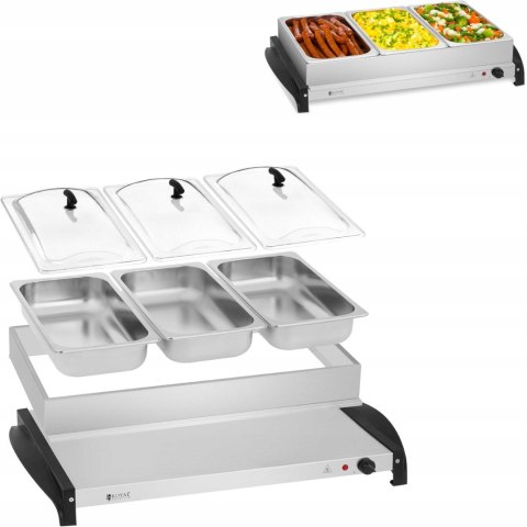 Podgrzewacz do potraw na 3 pojemniki elektryczny 400W Royal Catering Podgrzewacz do potraw na 3 pojemniki elektryczny 400W Royal Catering