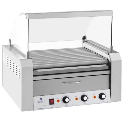 Roller grill rolkowy z osłoną i szufladą grzewczą do bułek 20 parówek HotDog 2600W 230V Royal Catering Roller grill rolkowy z osłoną i szufladą grzewczą do bułek 20 parówek HotDog 2600W 230V Royal Catering