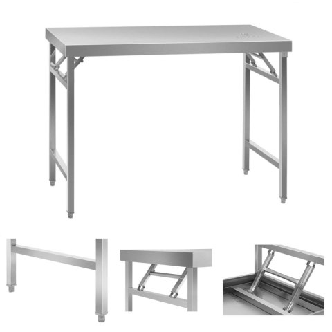 Składany stół roboczy ze stali nierdzewnej 120 x 60cm do 120kg Royal Catering RCAT-120K Składany stół roboczy ze stali nierdzewnej 120 x 60cm do 120kg Royal Catering RCAT-120K