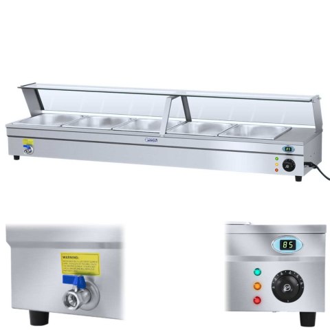 Bemar podgrzewacz wodny z kranem i szklaną osłoną 2200W 30L + 5x pojemnik GN1/2 Bemar podgrzewacz wodny z kranem i szklaną osłoną 2200W 30L + 5x pojemnik GN1/2