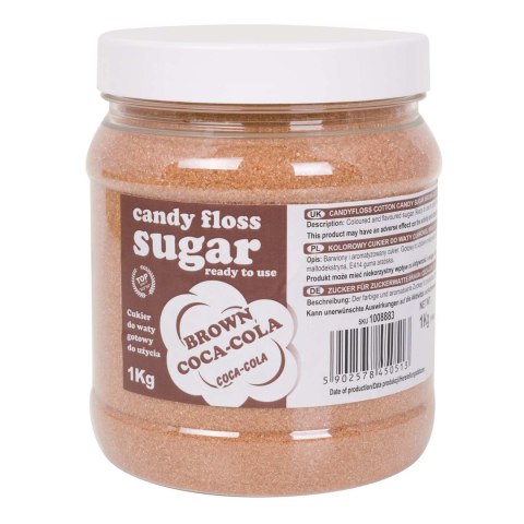Kolorowy cukier do waty cukrowej brązowy o smaku coca-coli 1kg Kolorowy cukier do waty cukrowej brązowy o smaku coca-coli 1kg