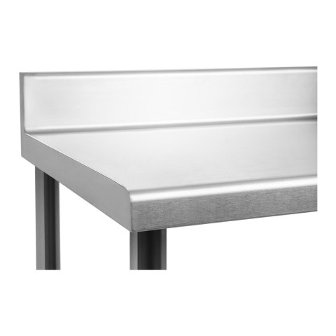 Stół blat roboczy stalowy gastronomiczny przyścienny z rantem i półką 200x60cm Stół blat roboczy stalowy gastronomiczny przyścienny z rantem i półką 200x60cm
