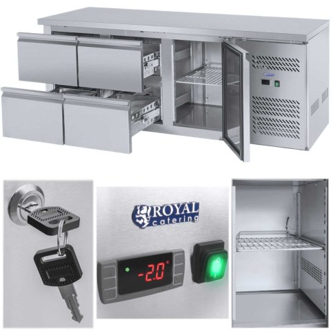 Stół chłodniczy ze stalowym blatem roboczym 4 szuflady od -2 do 10deg;C 179cm Stół chłodniczy ze stalowym blatem roboczym 4 szuflady od -2 do 10deg;C 179cm