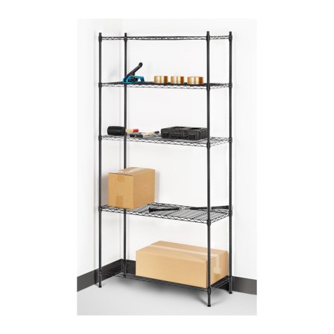Regał magazynowy druciany ażurowy kolor czarny 180x90x35cm do 150kg Regał magazynowy druciany ażurowy kolor czarny 180x90x35cm do 150kg