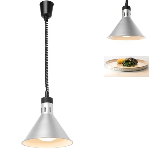 Lampa do podgrzewania potraw - wisząca stożkowa srebrna 250W Lampa do podgrzewania potraw - wisząca stożkowa srebrna 250W