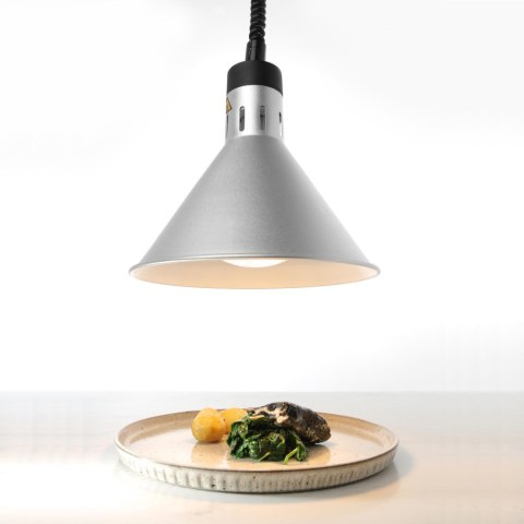 Lampa do podgrzewania potraw - wisząca stożkowa srebrna 250W Lampa do podgrzewania potraw - wisząca stożkowa srebrna 250W