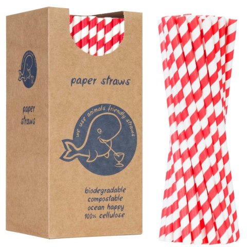 Słomki papierowe BIO ekologiczne PAPER STRAWS grube 8/205mm - biało-czerwone 160szt. Słomki papierowe BIO ekologiczne PAPER STRAWS grube 8/205mm - biało-czerwone 160szt.