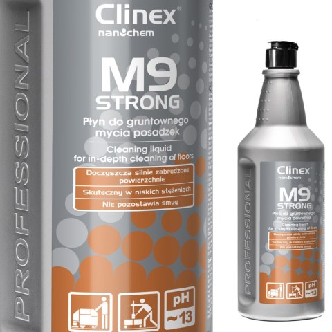 Płyn do mycia silnie zabrudzonych podłóg posadzek CLINEX M9 Strong 1L Płyn do mycia silnie zabrudzonych podłóg posadzek CLINEX M9 Strong 1L
