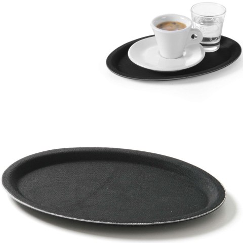 Taca kelnerska antypoślizgowa owalna 20x26.5cm - czarna Taca kelnerska antypoślizgowa owalna 20x26.5cm - czarna