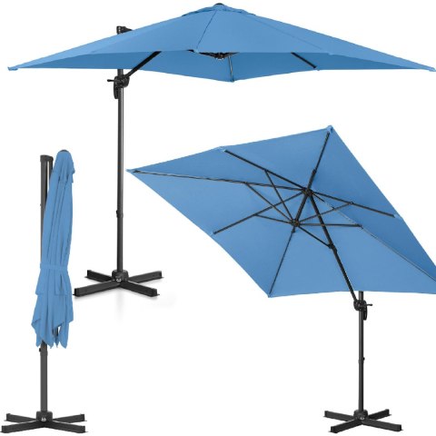 Parasol ogrodowy boczny na wysięgniku kwadratowy 250 x 250 cm niebieski Parasol ogrodowy boczny na wysięgniku kwadratowy 250 x 250 cm niebieski
