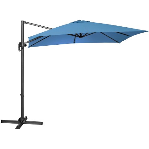 Parasol ogrodowy boczny na wysięgniku kwadratowy 250 x 250 cm niebieski Parasol ogrodowy boczny na wysięgniku kwadratowy 250 x 250 cm niebieski