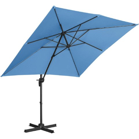 Parasol ogrodowy boczny na wysięgniku kwadratowy 250 x 250 cm niebieski Parasol ogrodowy boczny na wysięgniku kwadratowy 250 x 250 cm niebieski