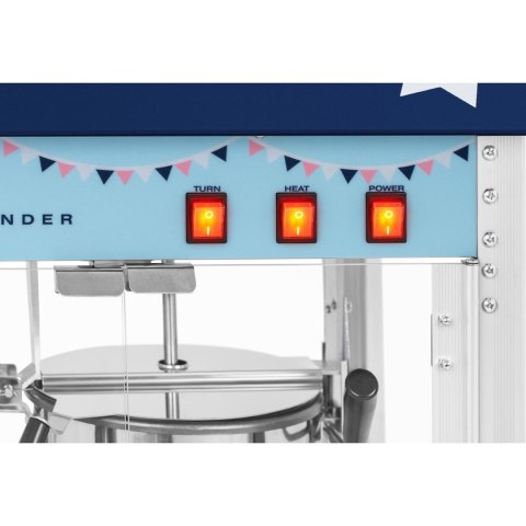 Maszyna automat urządzenie do prażenia popcornu retro TEFLON 1600 W 5-6 kg/h - niebieska Maszyna automat urządzenie do prażenia popcornu retro TEFLON 1600 W 5-6 kg/h - niebieska