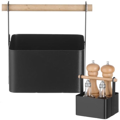 Organizer koszyk stołowy na przyprawy z drewnianą rączką 17x13x16 cm - Hendi 427057 Organizer koszyk stołowy na przyprawy z drewnianą rączką 17x13x16 cm - Hendi 427057