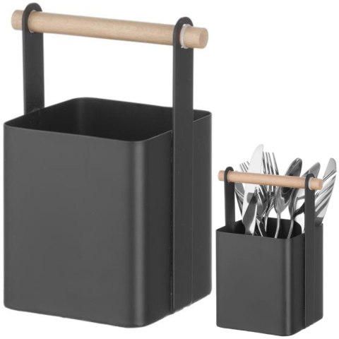 Organizer koszyk stołowy na sztućce z drewnianą rączką 14x10.5x19 cm - Hendi 427064 Organizer koszyk stołowy na sztućce z drewnianą rączką 14x10.5x19 cm - Hendi 427064