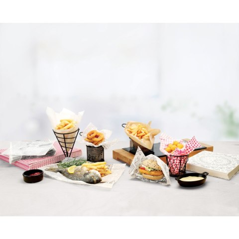 Papier pergaminowy do przekąsek frytek nadruk SZEF KUCHNI 500 szt. 250x200 mm - Hendi 678220 Papier pergaminowy do przekąsek frytek nadruk SZEF KUCHNI 500 szt. 250x200 mm - Hendi 678220