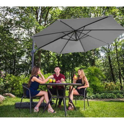 Parasol ogrodowy na wysięgniku bocznym uchylny okrągły śr. 300 cm ciemnoszary Parasol ogrodowy na wysięgniku bocznym uchylny okrągły śr. 300 cm ciemnoszary