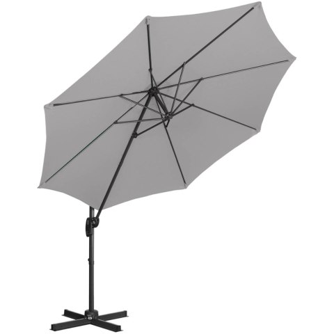 Parasol ogrodowy na wysięgniku bocznym uchylny okrągły śr. 300 cm ciemnoszary Parasol ogrodowy na wysięgniku bocznym uchylny okrągły śr. 300 cm ciemnoszary