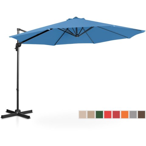 Parasol ogrodowy na wysięgniku bocznym uchylny okrągły śr. 300 cm niebieski Parasol ogrodowy na wysięgniku bocznym uchylny okrągły śr. 300 cm niebieski