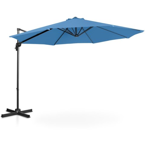 Parasol ogrodowy na wysięgniku bocznym uchylny okrągły śr. 300 cm niebieski Parasol ogrodowy na wysięgniku bocznym uchylny okrągły śr. 300 cm niebieski