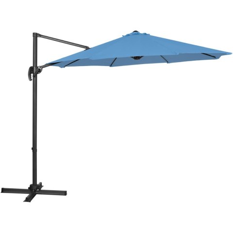 Parasol ogrodowy na wysięgniku bocznym uchylny okrągły śr. 300 cm niebieski Parasol ogrodowy na wysięgniku bocznym uchylny okrągły śr. 300 cm niebieski