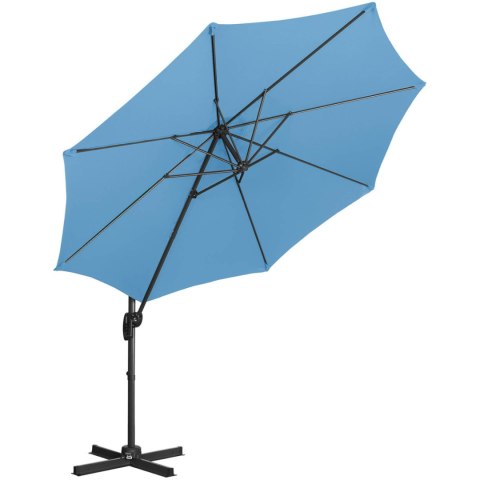 Parasol ogrodowy na wysięgniku bocznym uchylny okrągły śr. 300 cm niebieski Parasol ogrodowy na wysięgniku bocznym uchylny okrągły śr. 300 cm niebieski